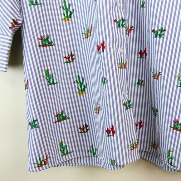 ZARA Cactus Button Up Striped Oversized Shirt - Picture 11 of 12